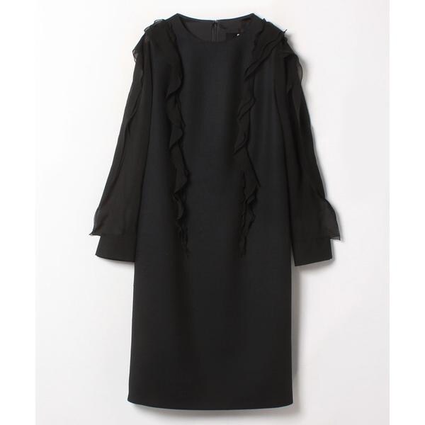 LANVIN ベージュ フリル袖 ワンピース 38（ランダムタック