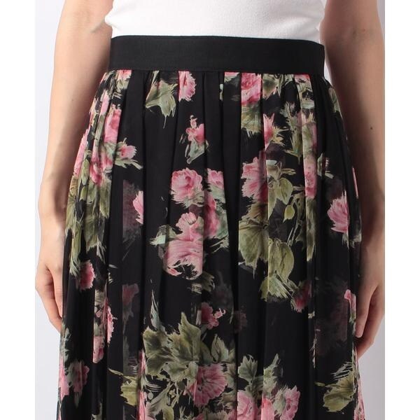 美品✨ランバンコレクション　花柄　シアー　シルク　スカート　Lサイズ 美品✨ランバンコレクション花柄シアーシルクスカートLサイズ