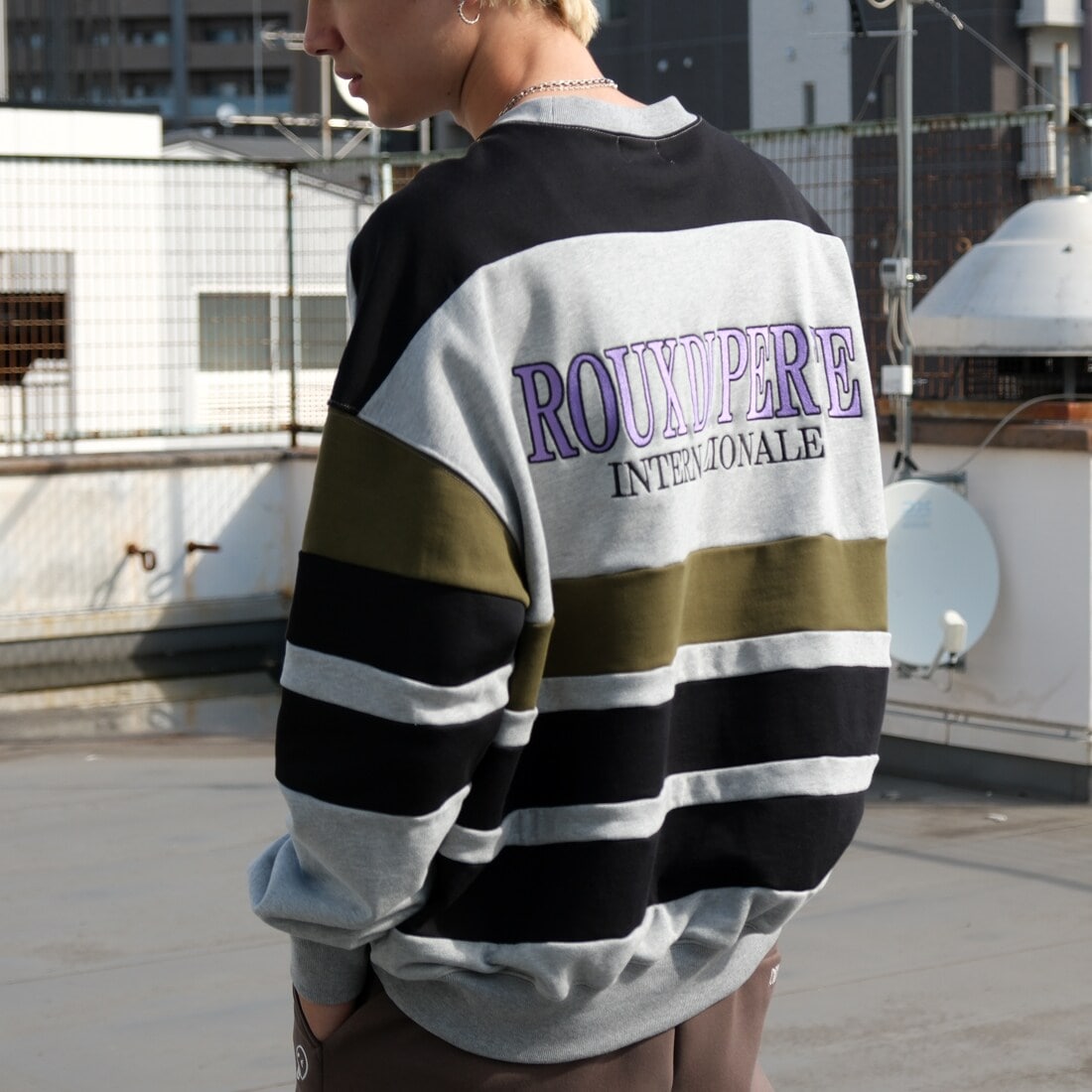 ルゥディパフィーインターナショナル（ROUX DI PERFE INTERNAZIONALE）/カラーブロック復刻デザインニット フロント刺繍復刻デザイントレーナー | ルゥディパフィー