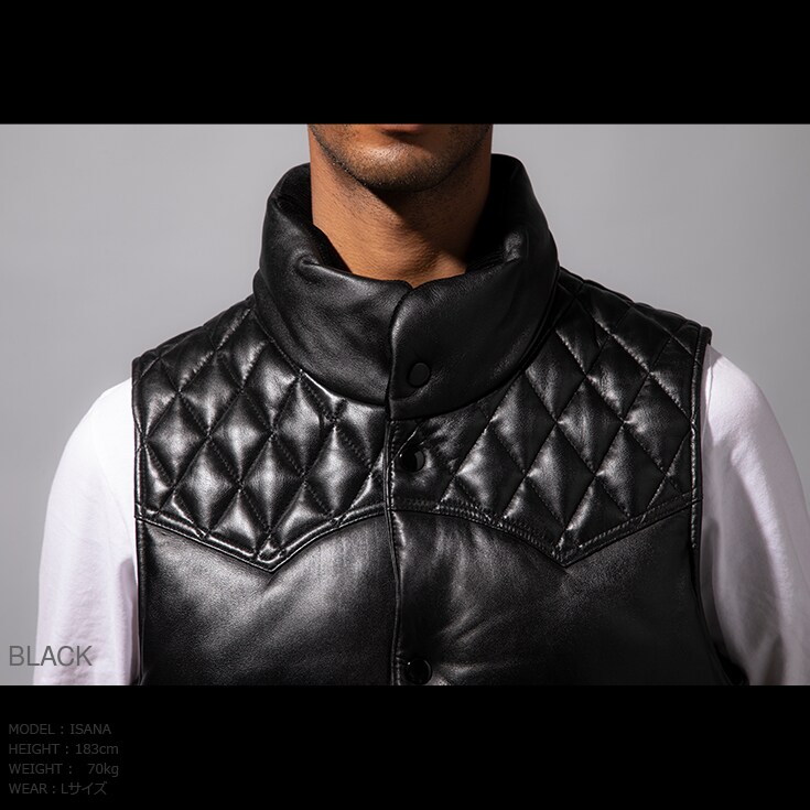 Liugoo Leathers 本革 中綿ダウンベスト メンズ リューグーレザーズ