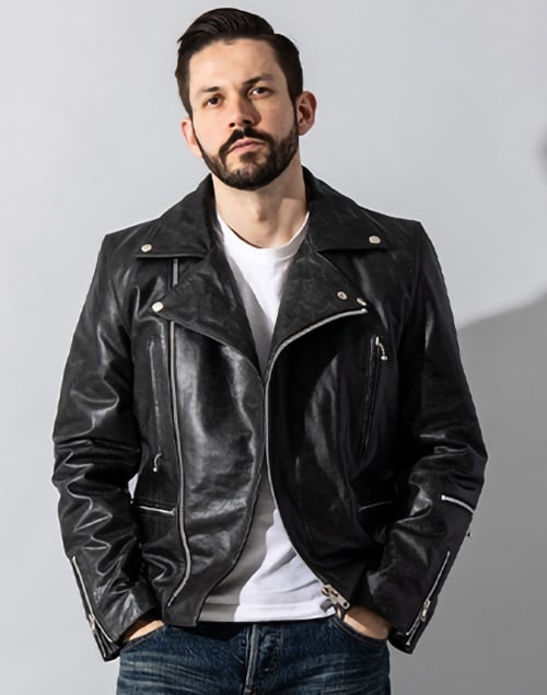 monkey time＞ シープ レザー オーバーサイズ ダブルライダース