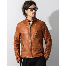 Liugoo Leathers 本革 フルベジ ビンテージ仕上げ シングルライダース SRS25A