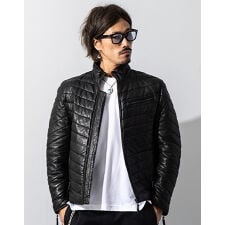 Liugoo Leathers 本革 レザー×機能性中綿 ダウンライダースジャケット WNG18A