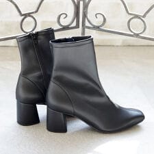 日本製 シューファンタジー Shoe Fantasy  チャンキーヒール ストレッチ ショートブーツ