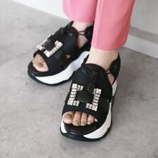 シューファンタジー Shoe Fantasy ビジューバックル メッシュスポーツサンダル