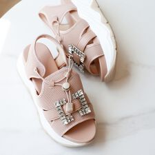 シューファンタジー Shoe Fantasy ビジューバックル メッシュスポーツサンダル
