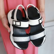 シューファンタジー Shoe Fantasy 厚底 グリッターベルト メッシュ スポーツサンダル