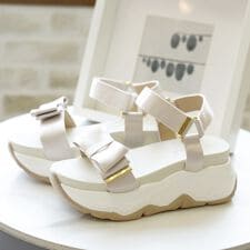 シューファンタジー Shoe Fantasy 厚底 サテンリボン スポーツサンダル