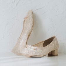 日本製 シューファンタジー Shoe Fantasy チュールレースパンプス ローヒール