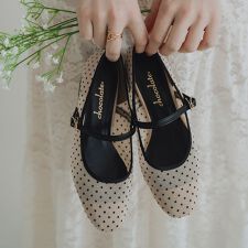 日本製 シューファンタジー Shoe Fantasy ドットチュール メリージェーンパンプス