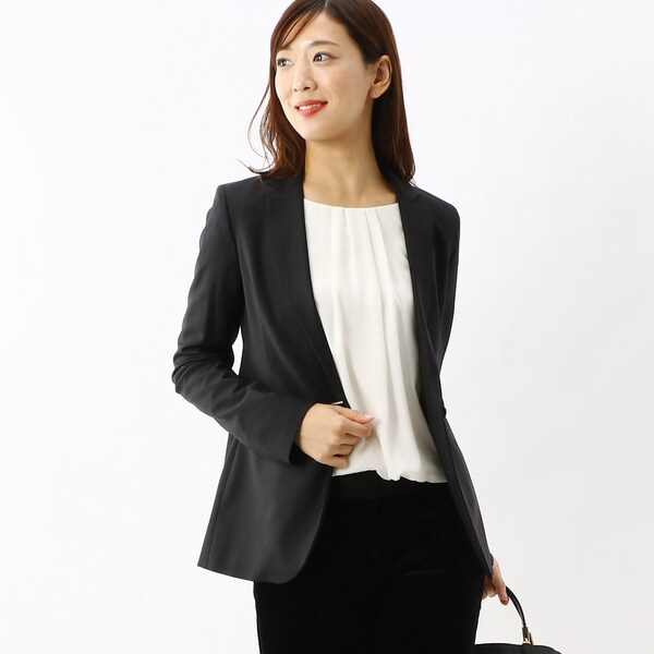 スクープクラブ　テーラードジャケット　スーツ　羽織り　フォーマル レディーススーツケープ風に着用できるテーラードジャケットスーツ