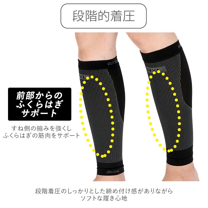 ふくらはぎ シェイプ サポーター 2枚組 着圧 アシカール ブラック 新品
