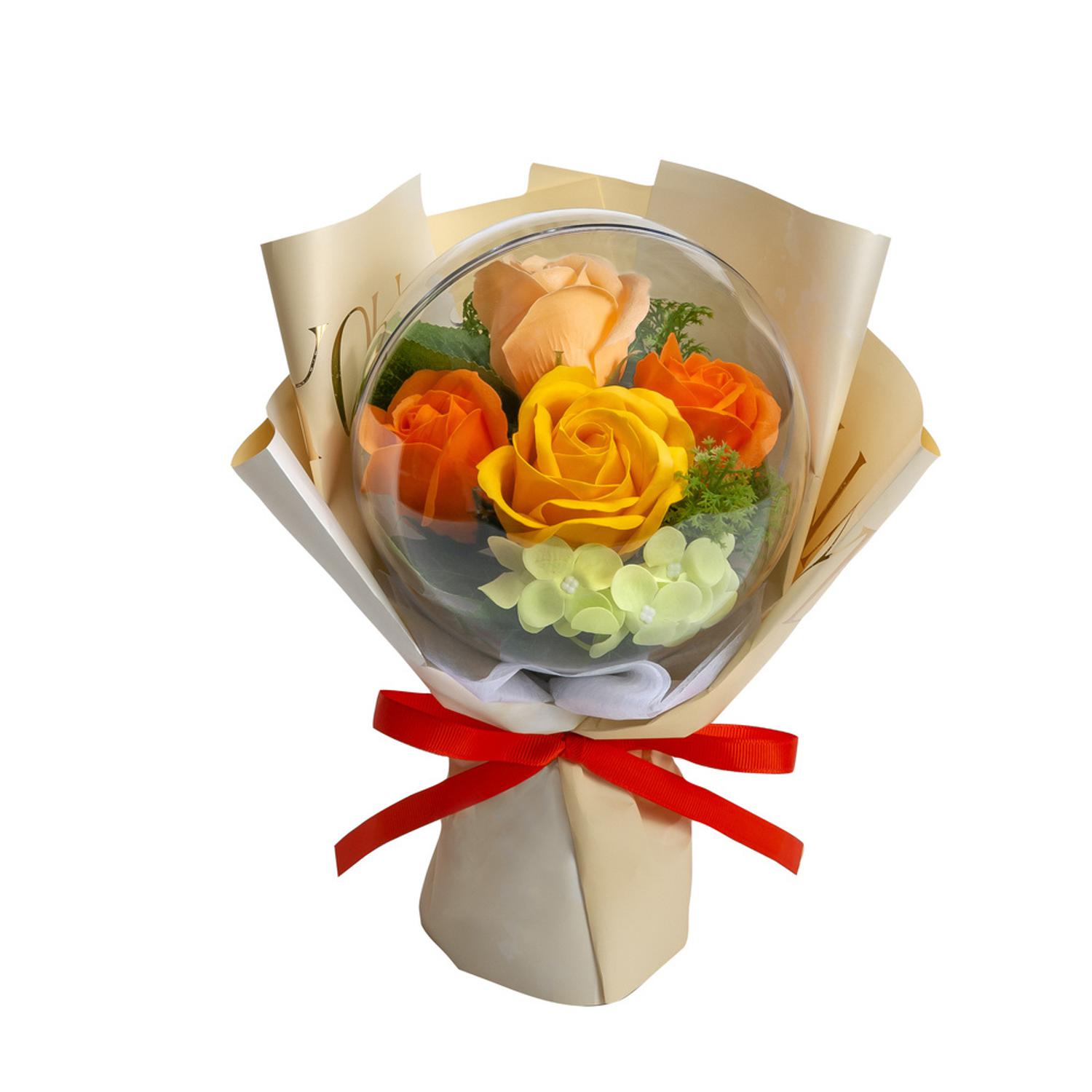 高級 オレンジローズ アーティフィシャルフラワーブーケ ウェディング