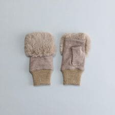 WOMEN フェイクファー付きフィンガーレスグローブ