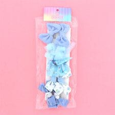 ライトブルー系 いろいろリボンヘアゴム 10個セット