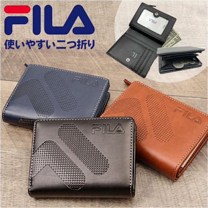 FILA ドットロゴ型押し ファスナー＆パスケース付き 2つ折り財布