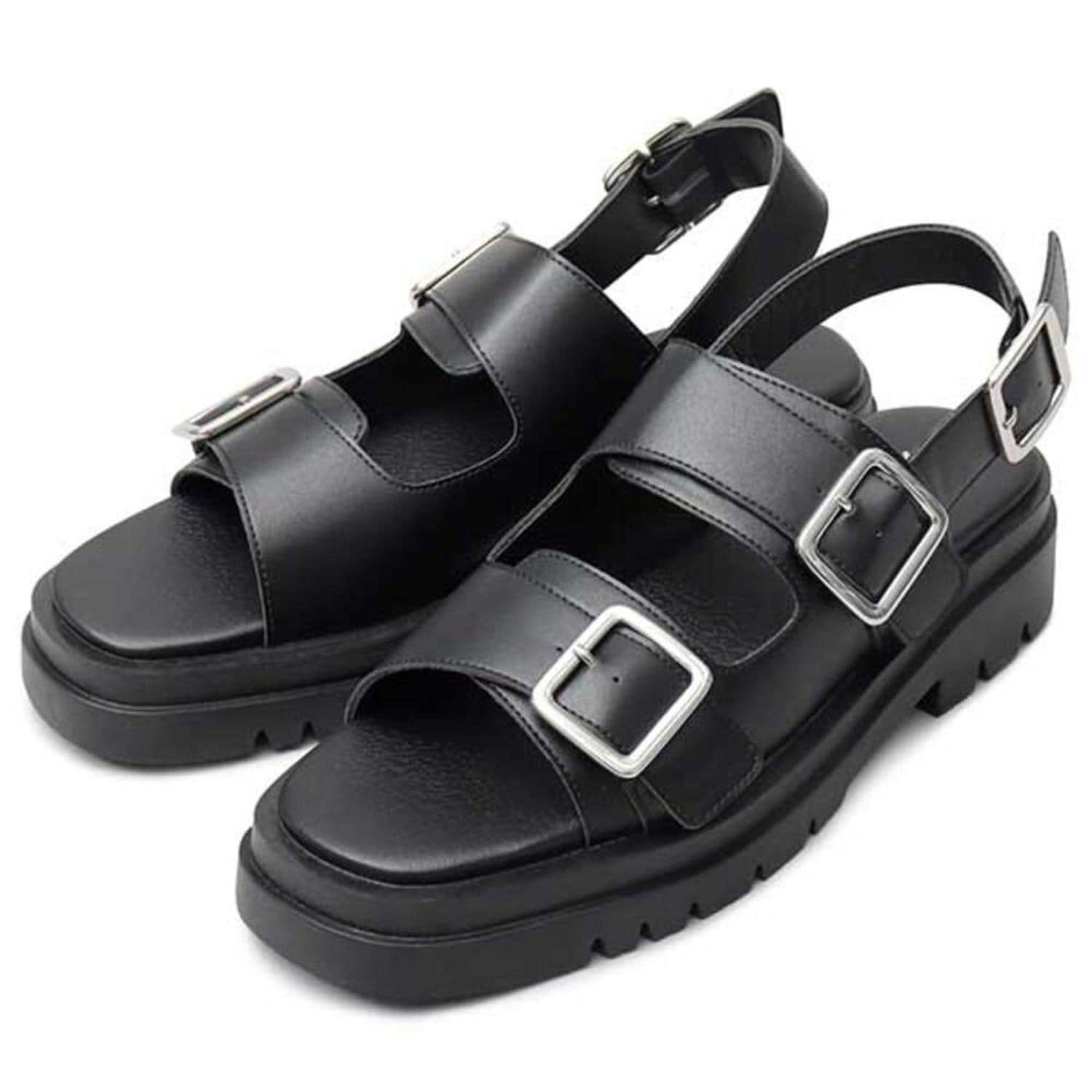 [�}���C]glabella SQUARE TOE STRAP SANDALS/�o�b�N���[�h�t�@�~���[�iBACKYARD FAMILY�j BLACK