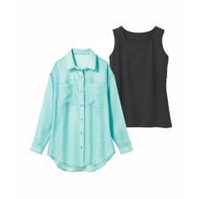 バックヤードファミリー(BACKYARD FAMILY)の透け感楽しむタンクトップ付シアーブラウス