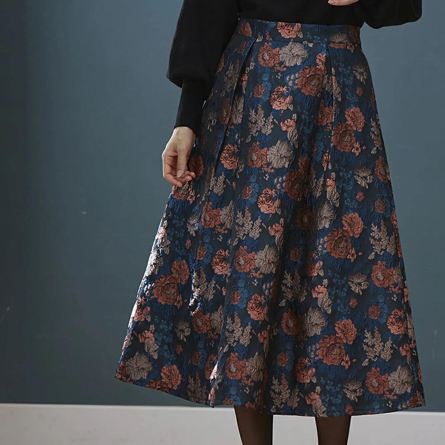 ゴブラン柄タックフレアスカート | バックヤードファミリー(BACKYARD