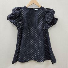 ドットショルダーフリルプルオーバー