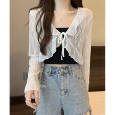 小花柄シアーカーディガン