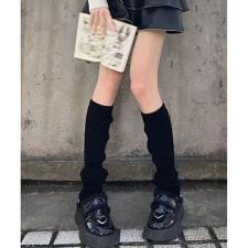 【極細タイプ】リブニットレッグウォーマー45cm