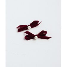 Rora マロン リボン ヘアクリップ 2個セット