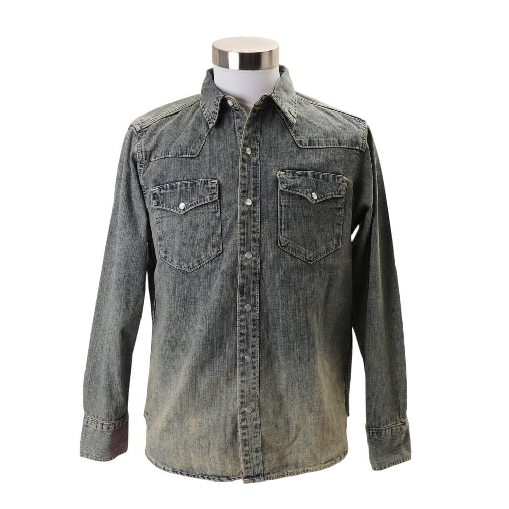 [�}���C]HOUSTON USA COTTON DENIM WESTERN SHIRT/�o�b�N���[�h�t�@�~���[�iBACKYARD FAMILY�j BLEACH