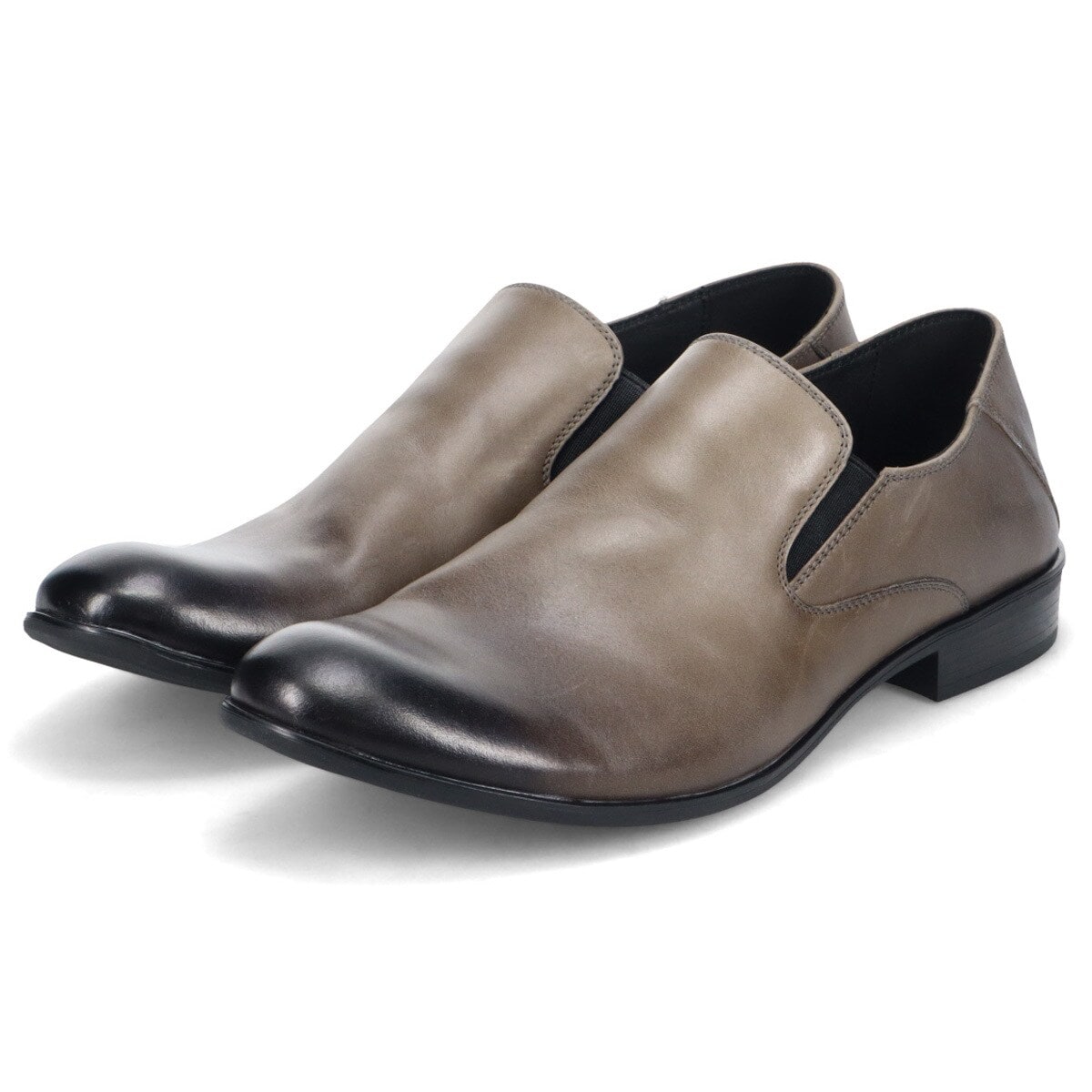 ドレープレザー プレーントゥ スリッポン カジュアルシューズ