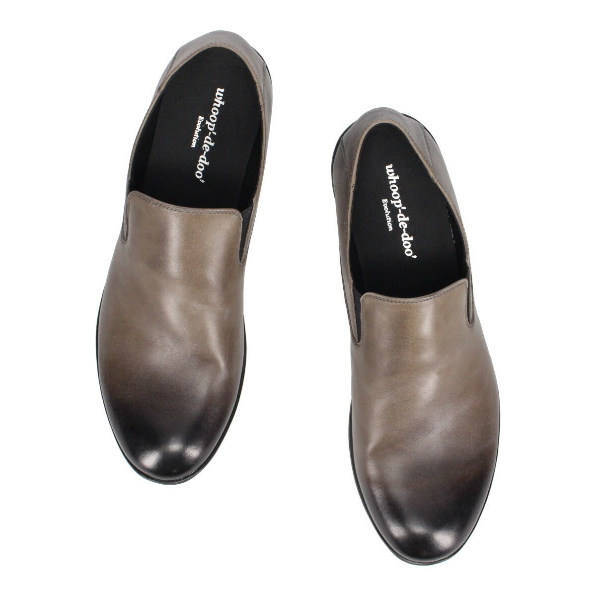 ドレープレザー プレーントゥ スリッポン カジュアルシューズ