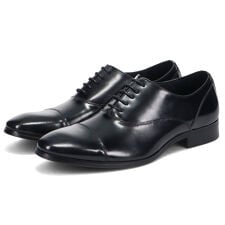 内羽根 ラウンドトゥ ストレートチップ ビジネスシューズ