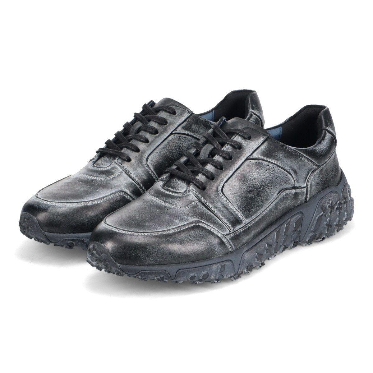 LEON別注】クロコ型押し センタージップ スタッズ スニーカー