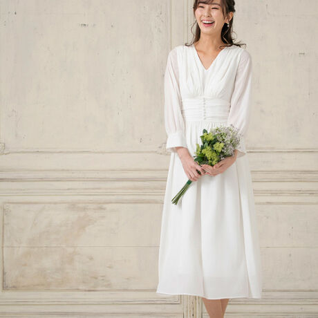 結婚式 パーティー Kaene パフスリーブセミロングウェディングドレス フォルムフォルマ Form Forma ファッション通販 マルイウェブチャネル