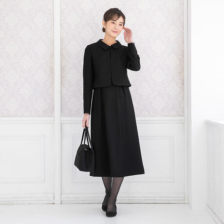 喪服 礼服 ステンカラージャケット セミフレアロングワンピース ブラックフォーマルセットアップスーツ フォルムフォルマ Form Forma ファッション通販 マルイウェブチャネル