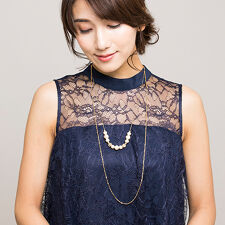 コットンパール×チェーン3WAYネックレス/結婚式/パーティー/お呼ばれ/クルージング/演奏会