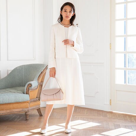 卒業式 入学式 セレモニースーツ ノーカラーツイードジャケット フレアワンピース セットアップスーツ フォルムフォルマ Form Forma ファッション通販 マルイウェブチャネル