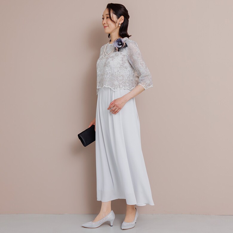 マザードレス】チュールラメ刺繍マザードレス/結婚式/パーティー