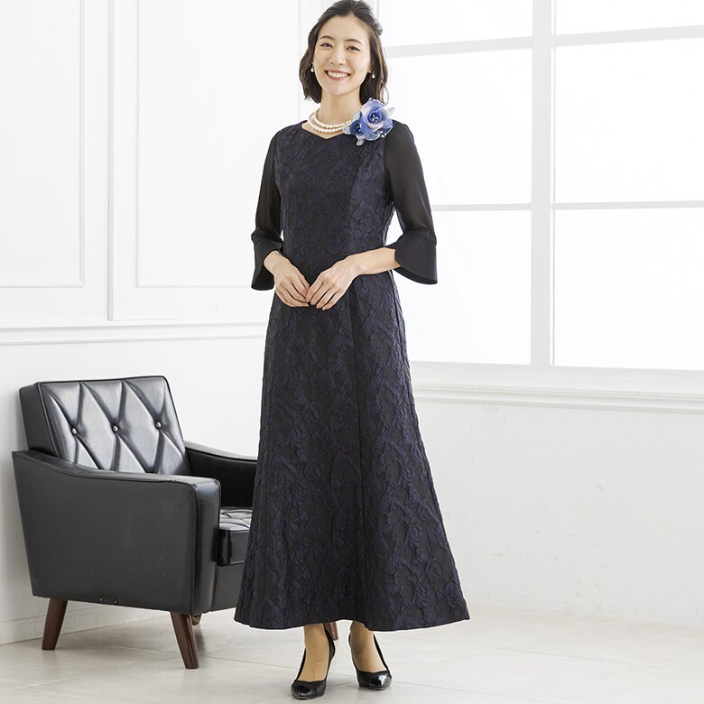 ジャガードレース/マザードレス/結婚式/母親/母/ドレス