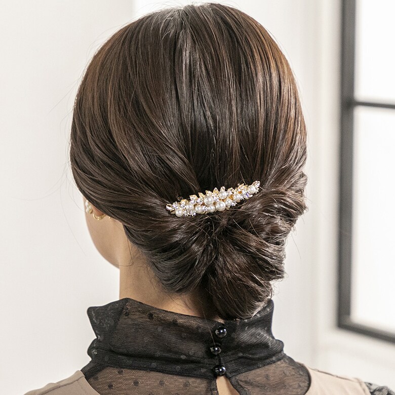 パールバレッタ/ヘアアクセサリー/結婚式/二次会/パーティー