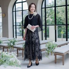 ケープとレースドレス2点セット《マザードレス》/結婚式/二次会/母親 