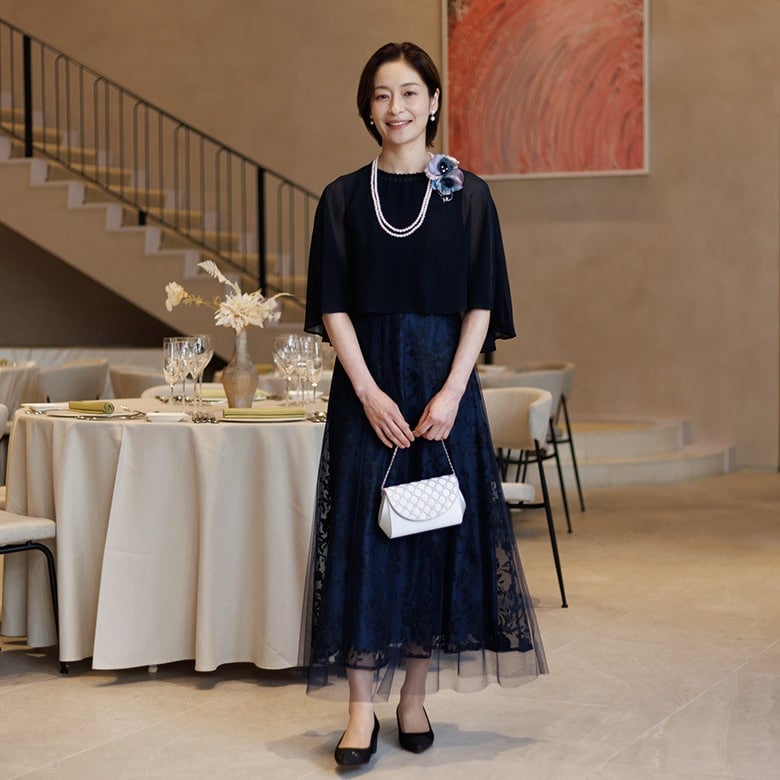 ケープとレースドレス2点セット《マザードレス》/結婚式/二次会/母親