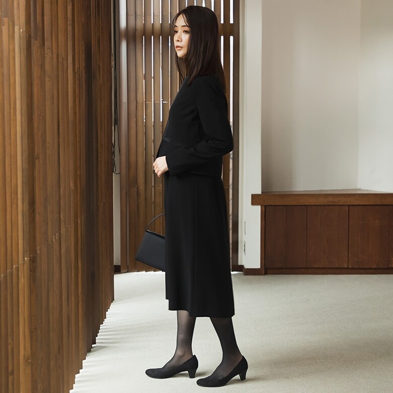 喪服】【洗える】ノーカラー＆ワンピース/ブラックフォーマル/七五三