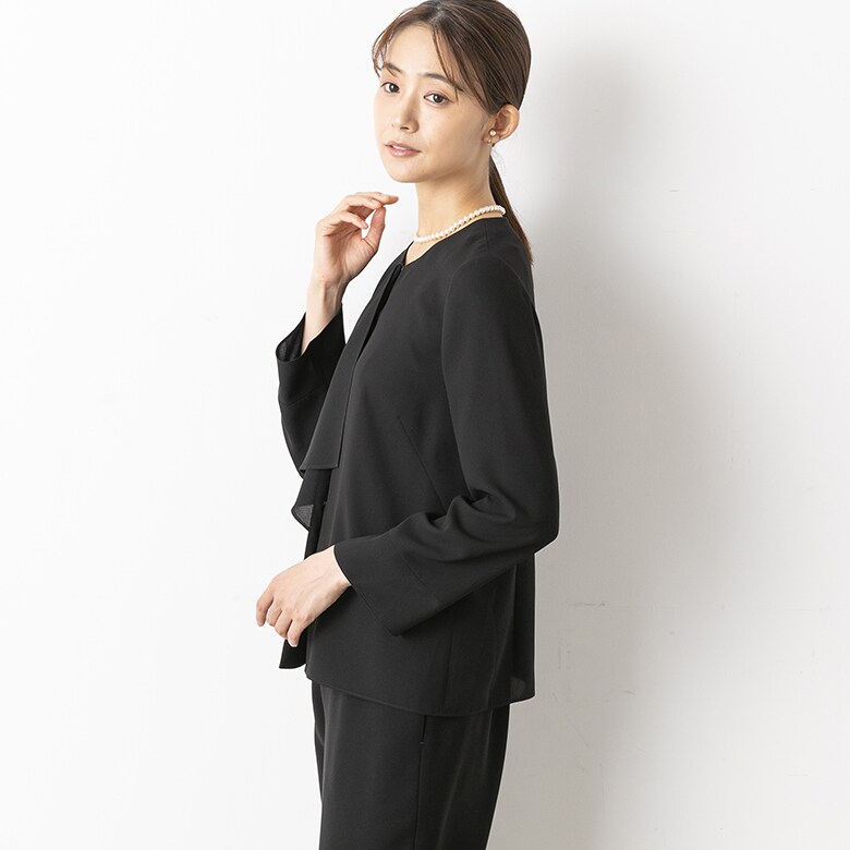 喪服】【洗える】ボウタイフリル ブラウス＜大きいサイズ有