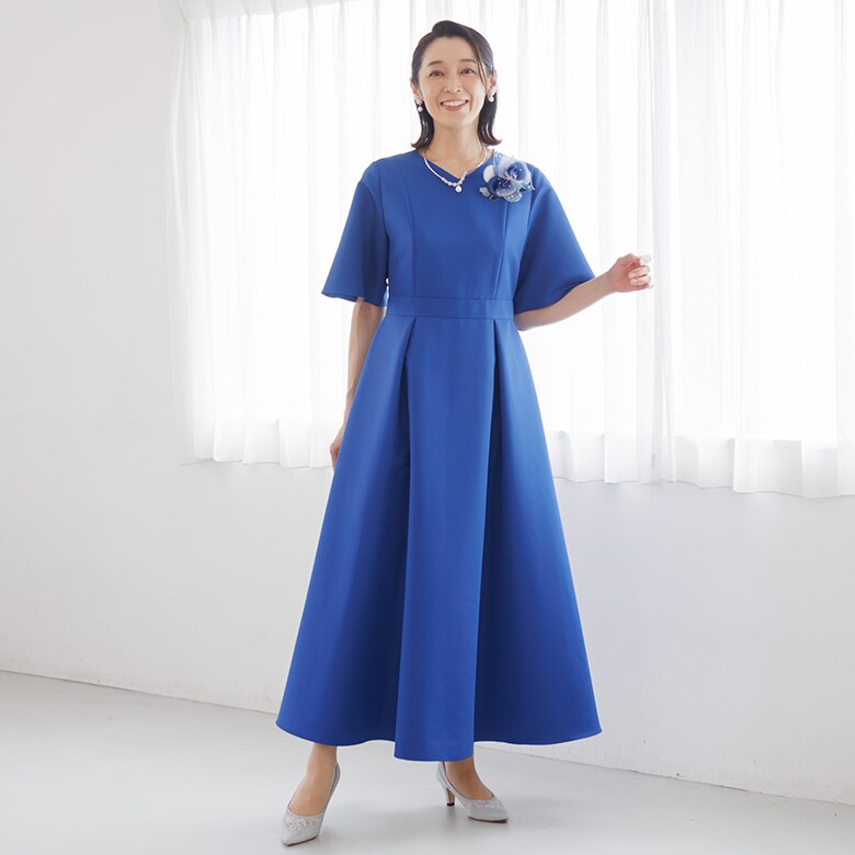 マザードレス 刺繍 ビーズ ワンピース 結婚式 Select Shop 刺繍レースシフォンマザードレス グレー/L｜結婚式