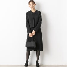 【ＷＥＢ限定】【喪服】【洗える】Ｖネックジャケット＆ワンピース/ブラックフォーマル/オールシーズン