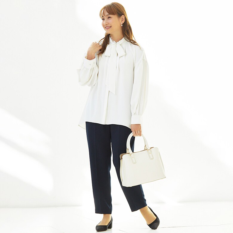 藤本美貴さん×formforma】単品ボウタイ付きフリルブラウス
