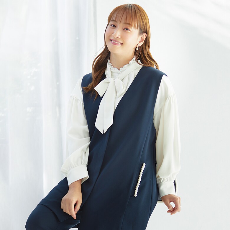 藤本美貴さん×formforma】単品ボウタイ付きフリルブラウス