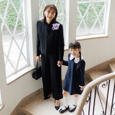 【喪服・礼服】ボウタイブラウス付きワイドパンツ/ブラックフォーマル/七五三/オールシーズン