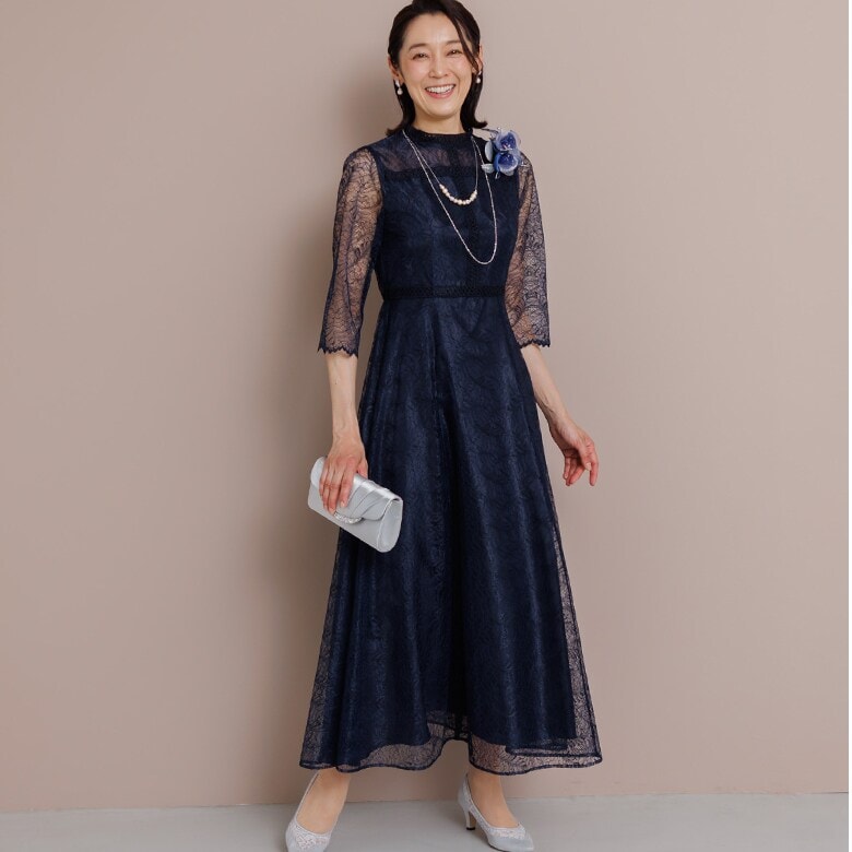 ジャガードレース/マザードレス/結婚式/母親/母/ドレス