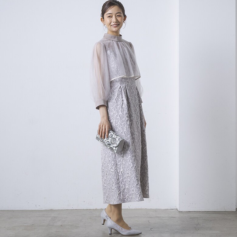 2way【シアーボレロ付き】ジャガードドレス/結婚式/パーティー